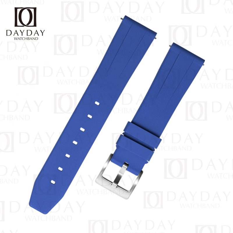 Best blue FKM rubber watch strap band replacement with pin buckle for Rolex Omega Seamaster Tissot, Breitling Tag Heuer Panerai Longines Seiko Tudor for sale (2)