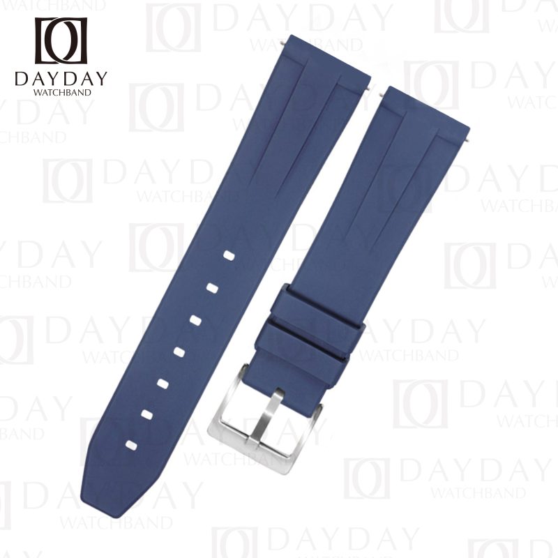 Best dark Blue FKM rubber watch strap band replacement with pin buckle for Rolex Omega Seamaster Tissot, Breitling Tag Heuer Panerai Longines Seiko Tudor for sale