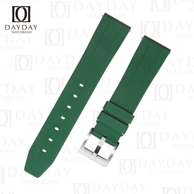 Best green FKM rubber watch strap band replacement with pin buckle for Rolex Omega Seamaster Tissot, Breitling Tag Heuer Panerai Longines Seiko Tudor for sale