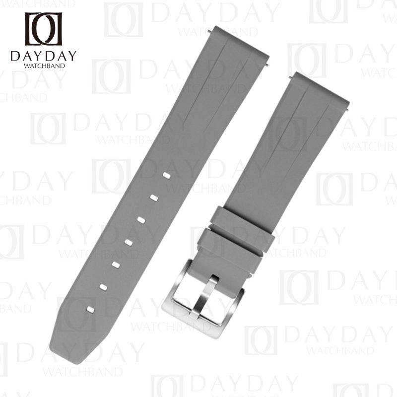 Best grey FKM rubber watch strap band replacement with pin buckle for Rolex Omega Seamaster Tissot, Breitling Tag Heuer Panerai Longines Seiko Tudor for sale