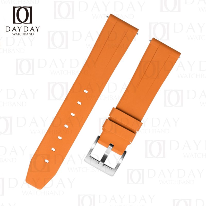 Best orange FKM rubber watch strap band replacement with pin buckle for Rolex Omega Seamaster Tissot, Breitling Tag Heuer Panerai Longines Seiko Tudor for sale