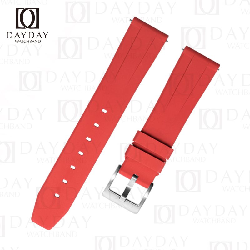 Best red FKM rubber watch strap band replacement with pin buckle for Rolex Omega Seamaster Tissot, Breitling Tag Heuer Panerai Longines Seiko Tudor for sale