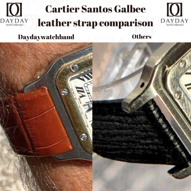 Cartier Santos Galbee leather strap band replacement comparison for Santos de Cartier Galbée XL,Small,Large,2319, 1564, 1565, 1566, 24mm, 29mm,32mm, 35mm for sale