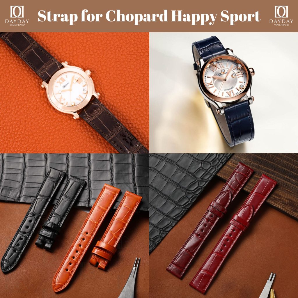 Chopard Happy Sport dancing floating diamonds 30mm 33mm 36mm automatic ladies watches alligator leather watch bands watch strap watch belt bracelet