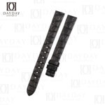 Custom Black Round scale crocodile leather strap belt with brown linning replacement for Baignoire Cartier Vintage Ladies Watch