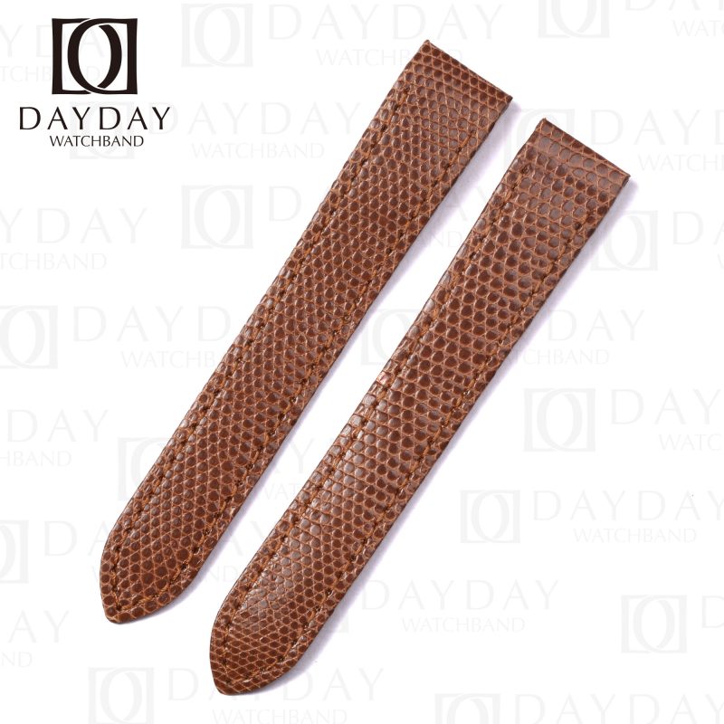 Custom Brown lizard leather strap band replacmenet for Santos de Cartier Galbée Automatic XL,Small, Large, Galbee 2319, 2423, 2425, 2823