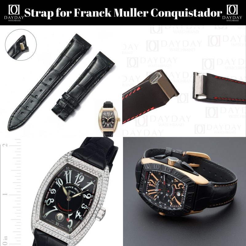 Custom daydaywatchband alligator leather watch strap watch band replacement for Franck Muller Geneve Conquistador Grand Prix 8900 9900 8005 Diamond Watch