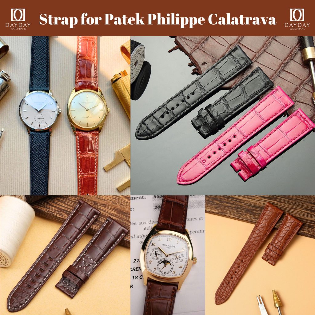 Daydaywatchband Patek Philippe PP Calatrava Pilot Travel Time 5226g 5227g more models black blue brown canvas alligator leather strap replacement band watch belt