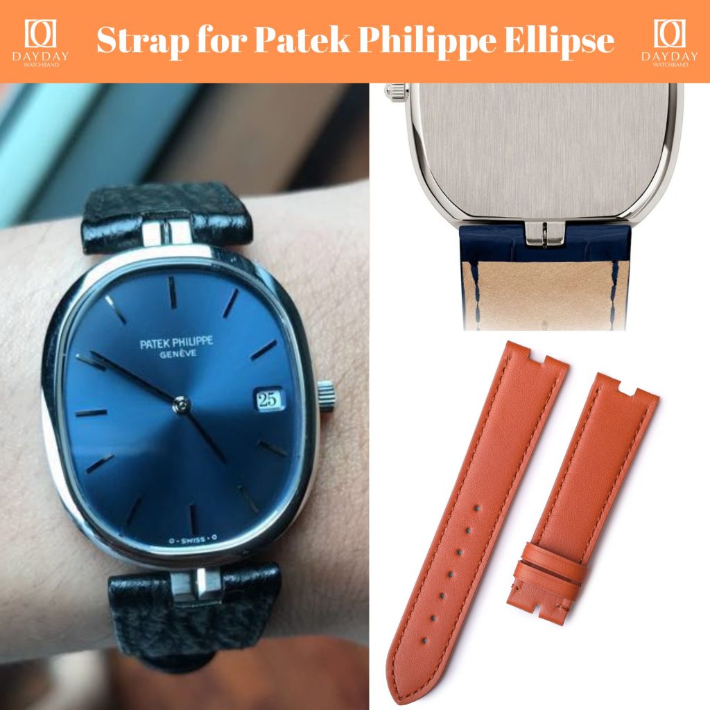 Daydaywatchband Patek Philippe PP Golden Ellipse Vintage 5738 3548 orange black custom handmade leather watch band strap replacement watch belt replacement for sale aftermarket