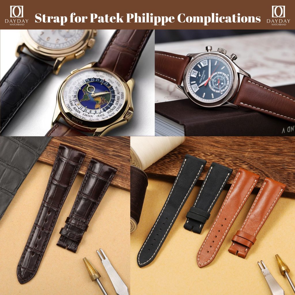 Daydaywatchband Patek Philippe Pp Grand Complications Sky Moon Tourbillon Perpetual Calendar World Time blue brown alligator crocodile leather watch strap band belt replacement