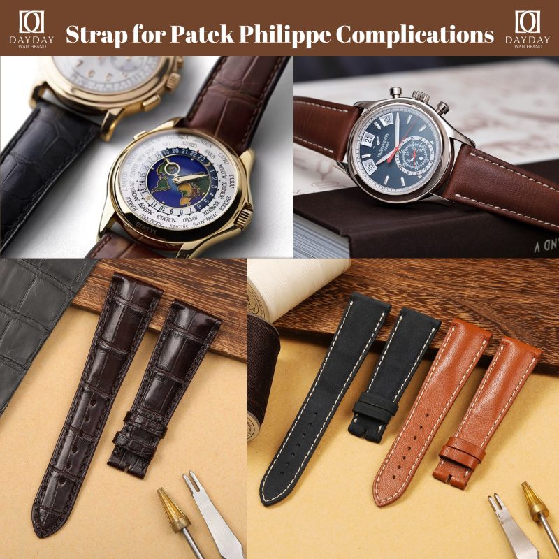 Daydaywatchband Patek Philippe Pp Grand Complications Sky Moon Tourbillon Perpetual Calendar World Time blue brown alligator crocodile leather watch strap band belt replacement