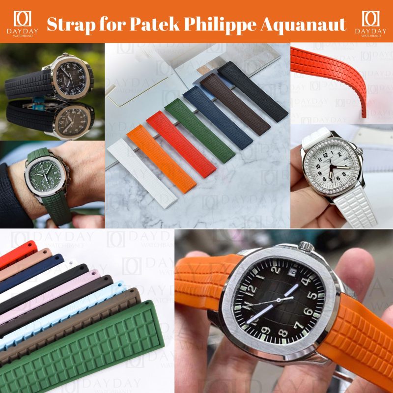 Daydaywatchband patek philippe pp aquanaut 5167a 5168g 5968a chronograph orange black blue green rubber watch strap band replacement for sale pirce with clasp