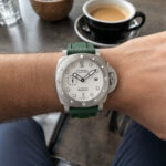 Panerai-military-green-rubber-strap-on-wrist