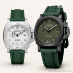 Panerai military green rubber strap with a Pre‑V style tang buckle