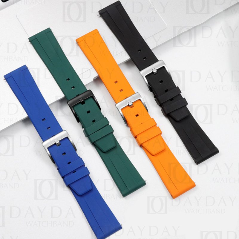 Shop blue green yellow black quick release FKM rubber watch strap band replacement for Rolex, Omega Seamaster, Tissot, Breitling, Tag Heuer, Panerai, Longines , Seiko,