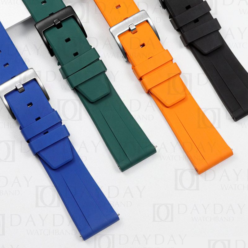 Shop blue green yellow black quick release FKM rubber watch strap band replacement for Rolex, Omega Seamaster, Tissot, Breitling, Tag Heuer, Panerai, Longines , Seiko, T