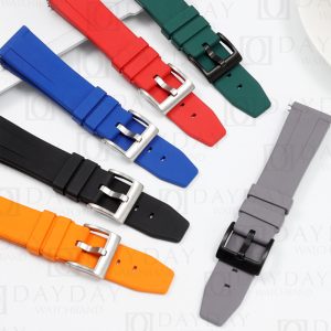 Shop blue green yellow black red grey quick release FKM rubber watch strap band replacement for Rolex Omega Seamaster Tissot Breitling Tag Heuer Panerai