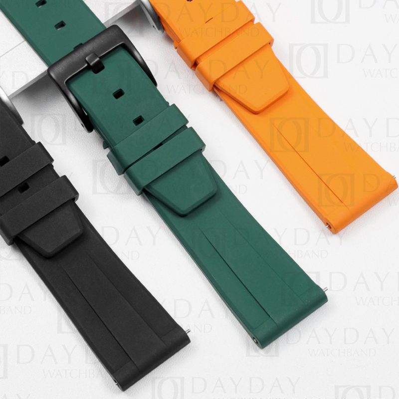 Shop green yellow black quick release FKM rubber watch strap band replacement for Rolex, Omega Seamaster, Tissot, Breitling, Tag Heuer, Panerai, Longines , Seiko, T