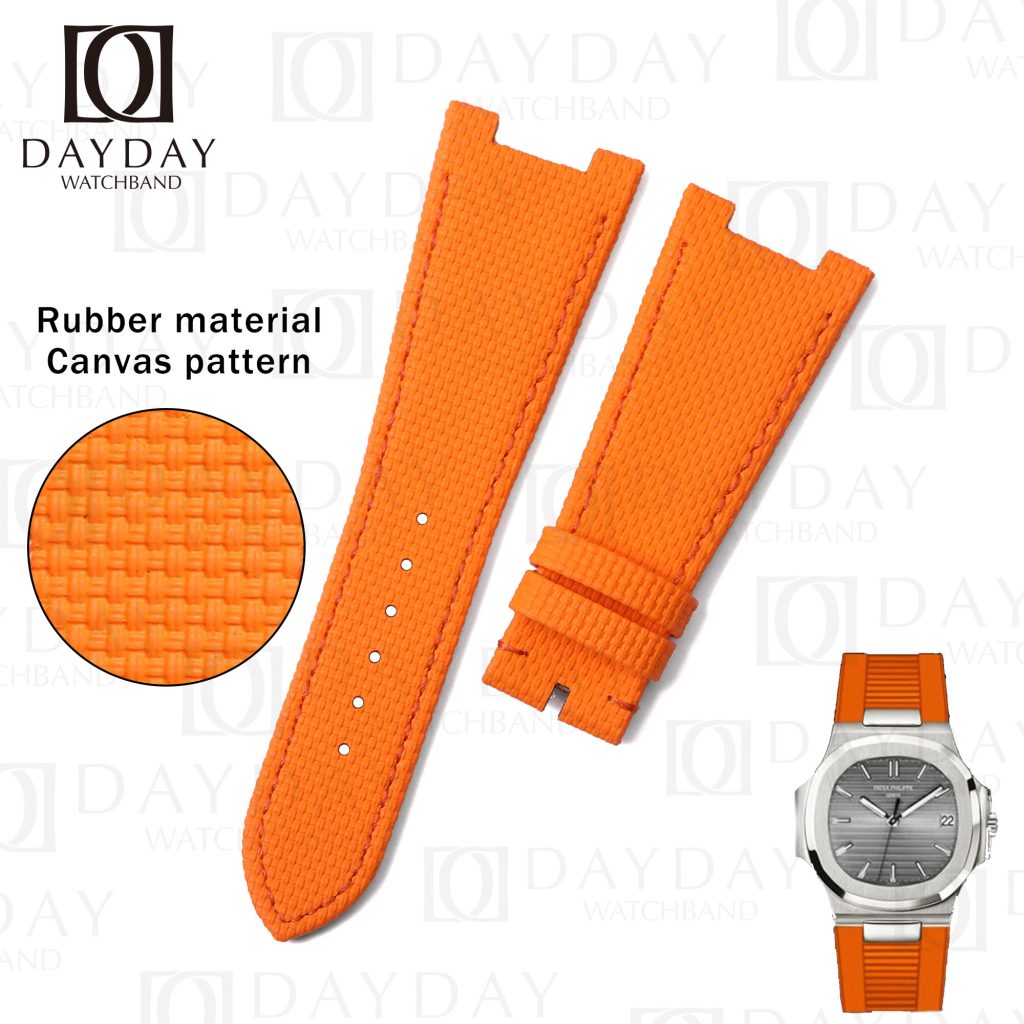 Shop orange handmade custom rubber watch strap band replacement for Patek Philippe PP Nautilus 5711, 5712, 5726, 5167 and more models for sale