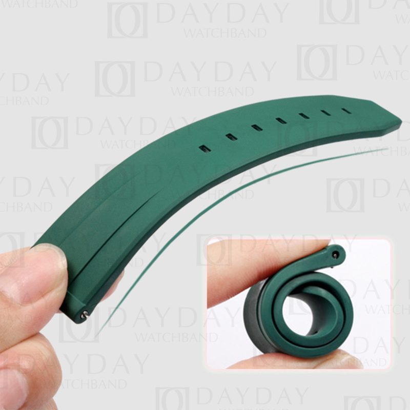 Shop soft green quick release FKM rubber watch strap band replacement for Rolex Omega Seamaster Tissot Breitling Tag Heuer Panerai