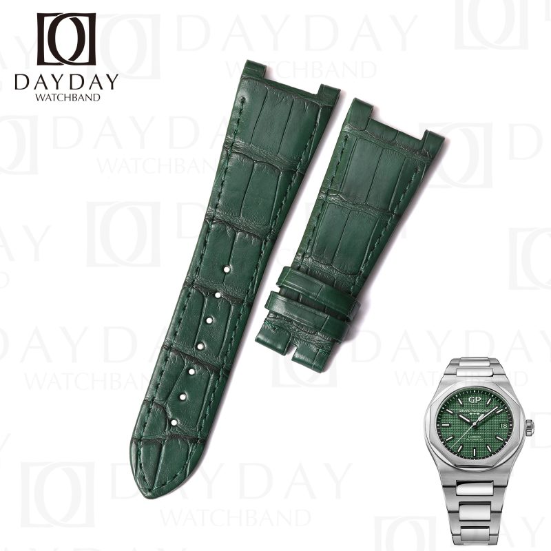 handmade green alligator leather watch strap replacement band for Girard Perregaux GP Laureato 38mm 42mm green blue Aston Martin Copper