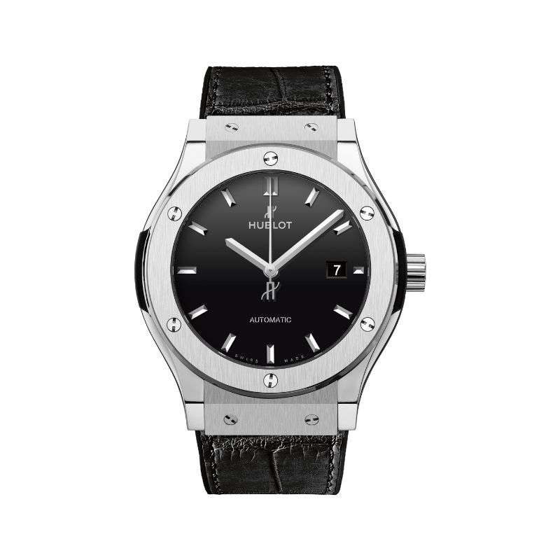 hublot classic fusion with black alligator leather strap watch band