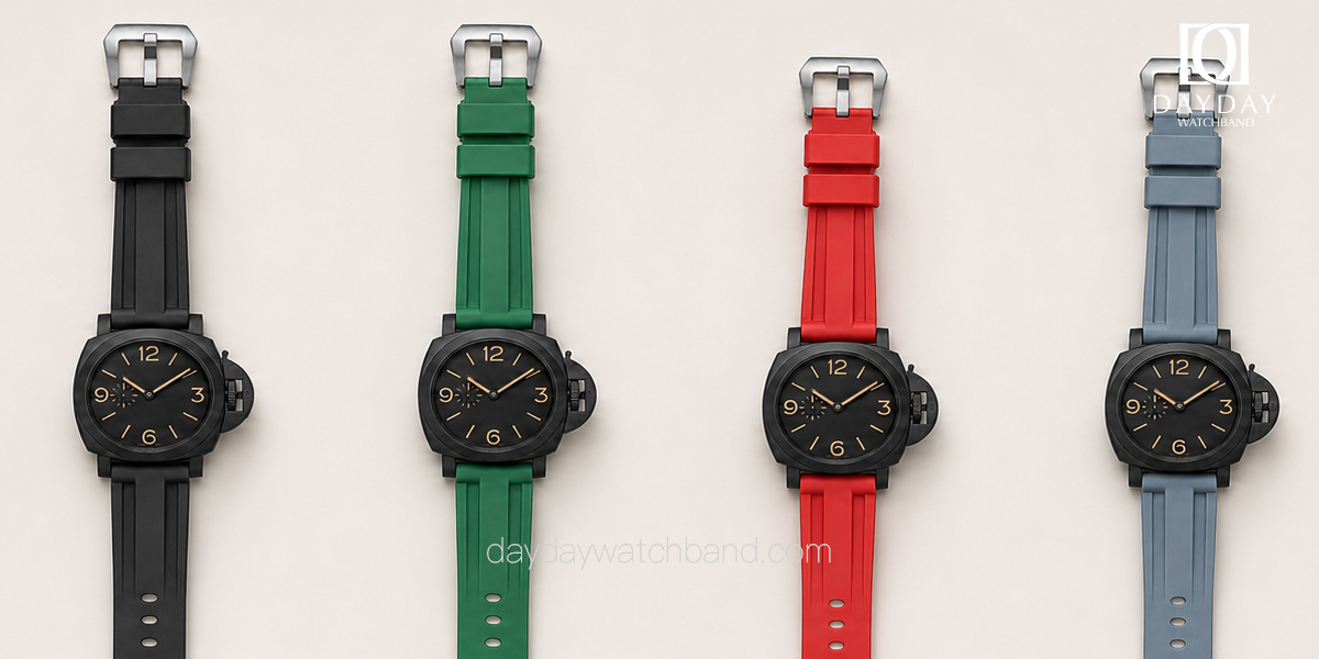 FKM Rubber Watch Strap for Panerai 22mm 24mm ( 8 colors) 43 panerai-green-rubber-strap-and-red-black-grey
