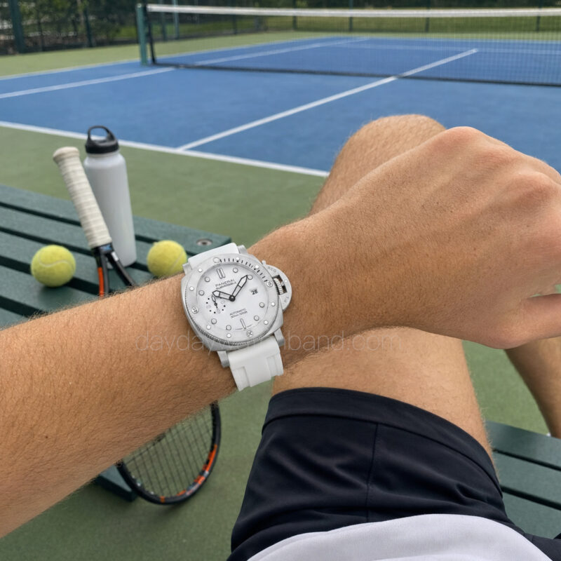 panerai-white-rubber-strap-on-wrist
