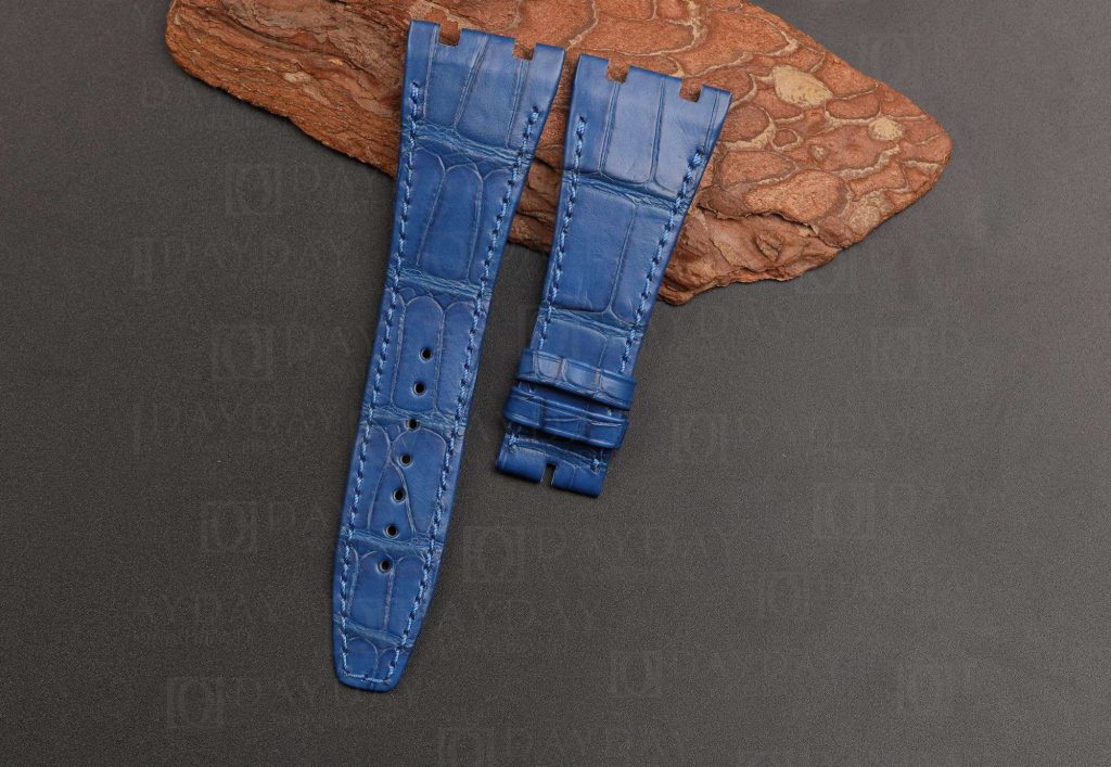 Custom blue alligator crocodile leather watch strap band replacement for Audemars Piguet Royal Oak RO for sale