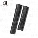 Handmade flat end black alligator crocodile leather wrist band replacement for Tag Heuer Carrera Automatic Calibre 5 16 1887 Tourbillon
