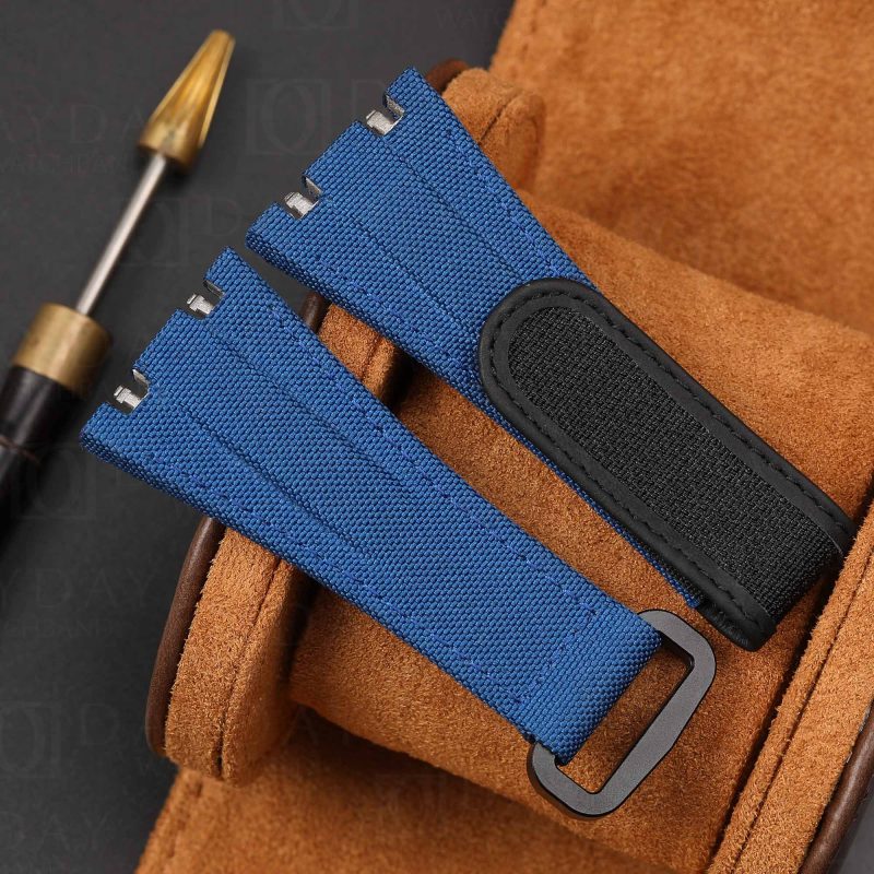 Personalized blue canvas fabric watch strap band replacement for Audemars Piguet AP Royal Oak Offshore Diver Chronograph 42mm