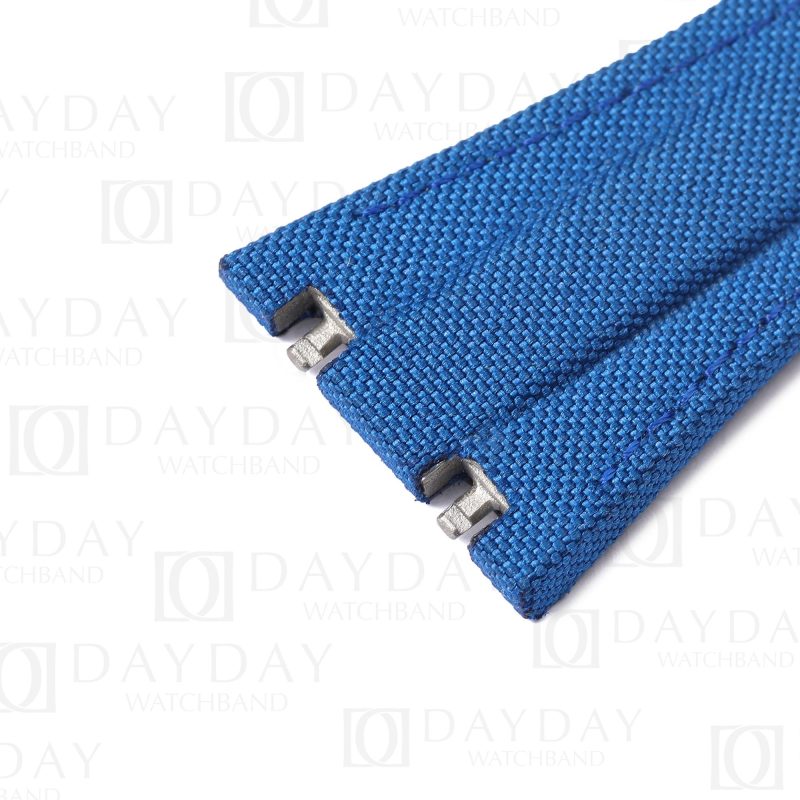 matel inmatel insert on blue canvas velcro strap band replacement for Audemars Piguet AP Royal Oak Offshore Diver Chronograph