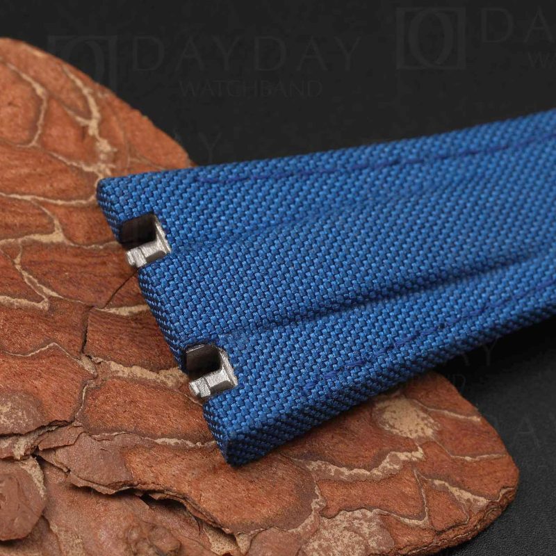 matel insert on blue canvas velcro strap band replacement for Audemars Piguet AP Royal Oak Offshore Diver Chronograph