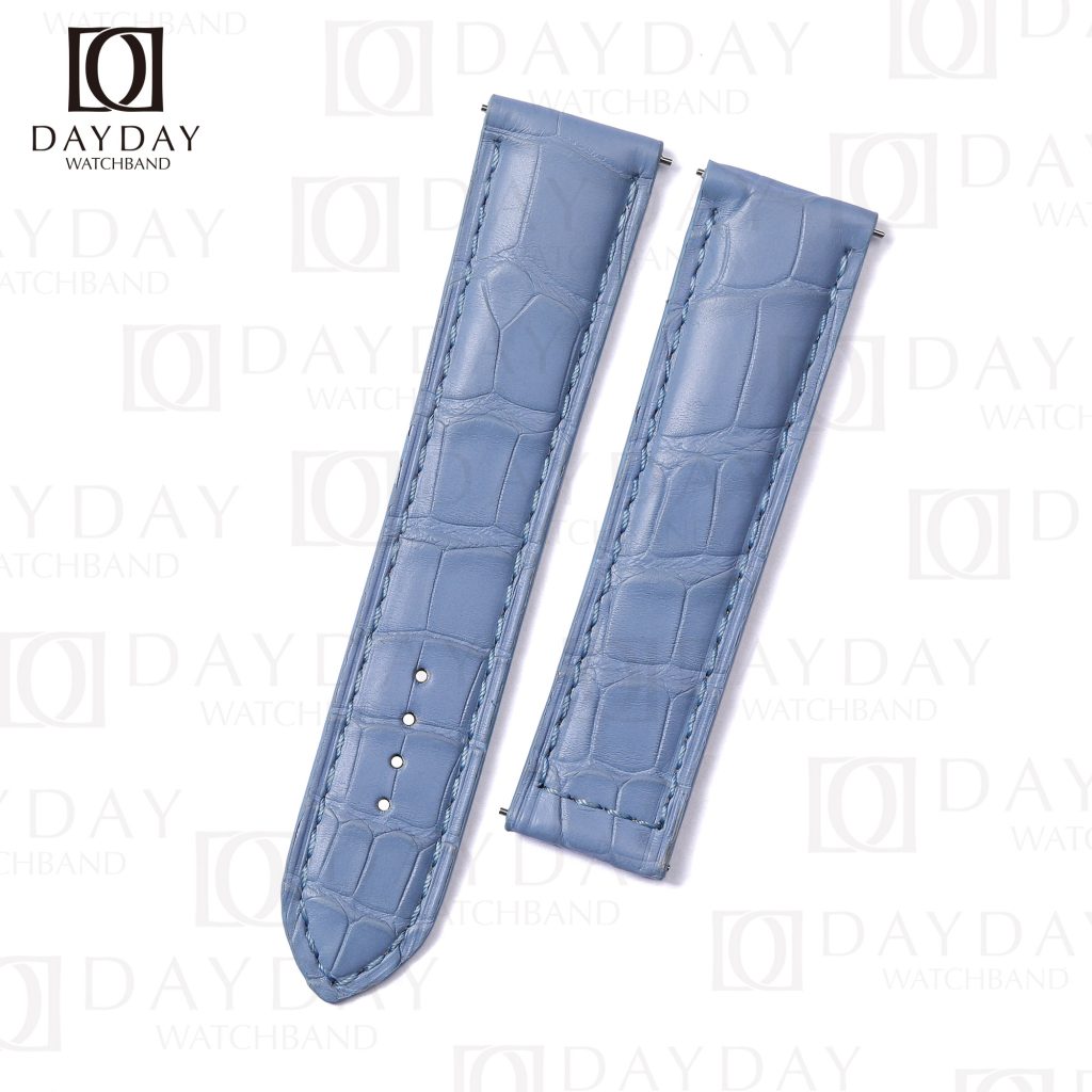 Custom blue alligator crocodile leather watch strap band replacement for Cartier Tank Must Solo XL American Louis