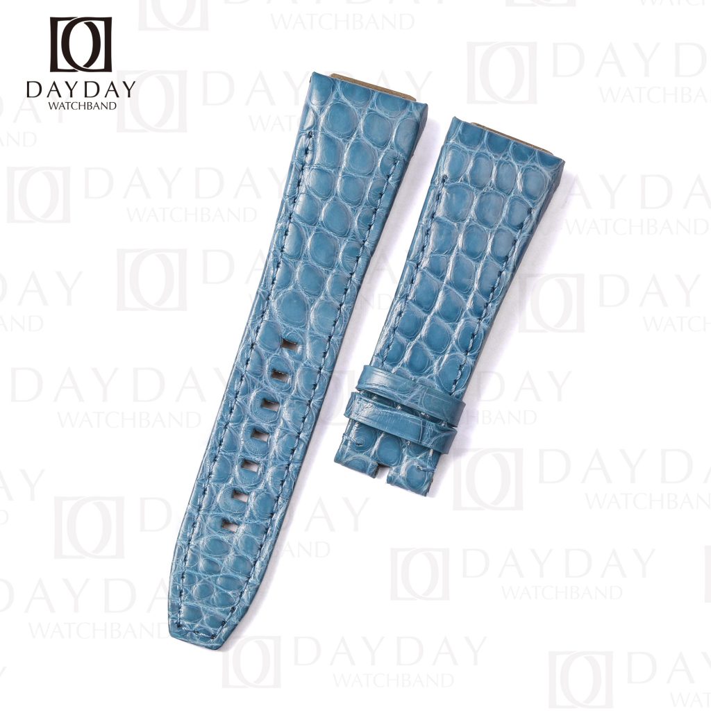 Custom handmade round scale alligator crocodile leather strap replacement for