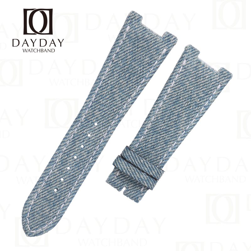 Buy bespoke blue denim fabric leather watch strap band replacement for Patek Philippe Nautilus 5711 5712