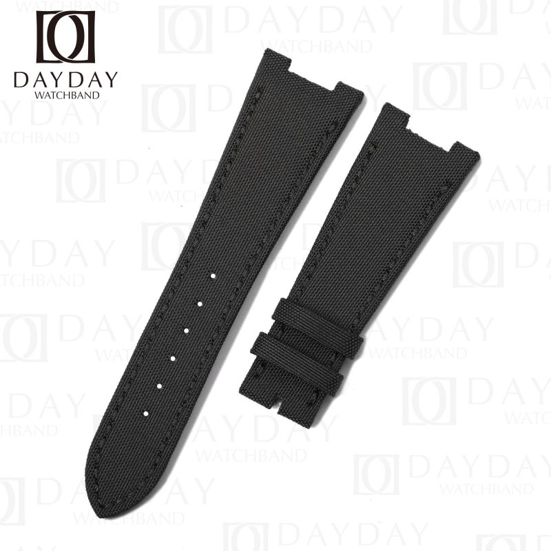Handmade custom black canvas nylon fabric watch strap band replacement for Patek Philippe PP Nautilus 5711 5712