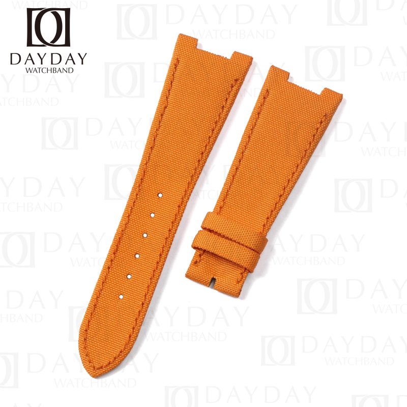 Handmade custom orange canvas nylon fabric watch strap band replacement for Patek Philippe PP Nautilus 5711 5712 (2)
