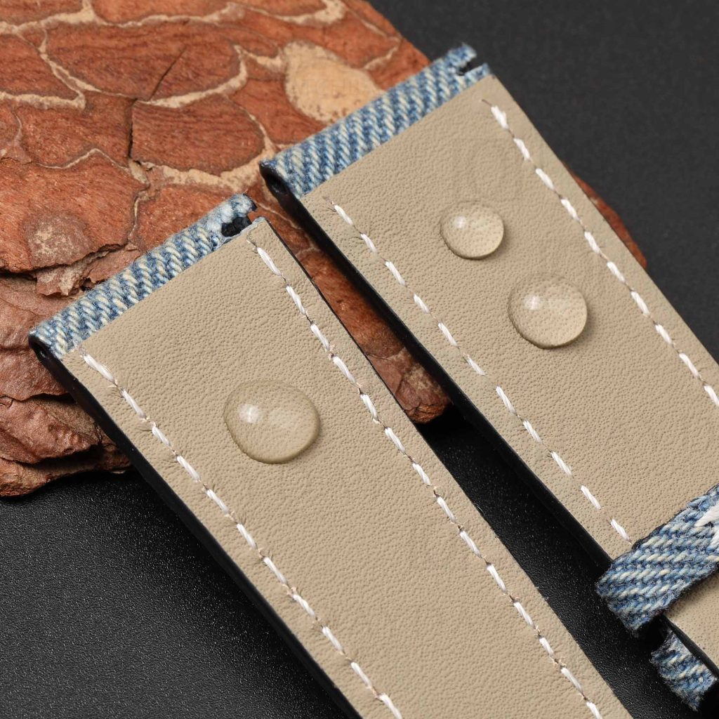 Waterproof calfskin lining Custom blue denim fabric watch strap band replacement for Patek Philippe PP Calatrava 5330G Jeans World Time