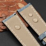 Waterproof calfskin lining Custom blue denim fabric watch strap band replacement for Patek Philippe PP Calatrava 5330G Jeans World Time