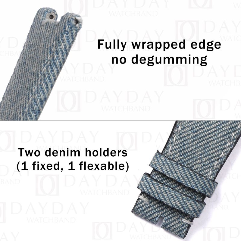 bespoke blue denim fabric leather watch strap band replacement for Patek Philippe Nautilus 5711 5712 (2)