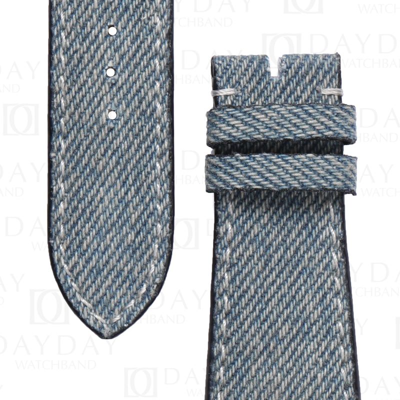 blue denim fabric leather watch strap wrist band replacement for Patek Philippe Nautilus 5711 5712