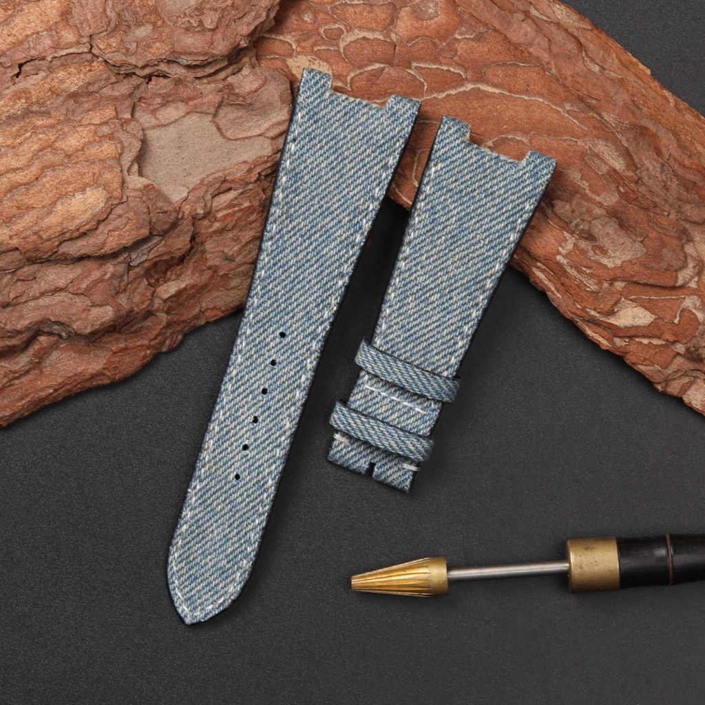 custom blue denim fabric watch band strap replacement for Patek Philippe Nautilus 5711 5712 (2)