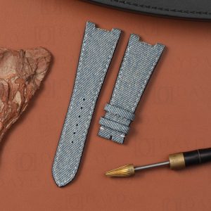 custom blue denim fabric watch band strap replacement for Patek Philippe Nautilus 5711 5712
