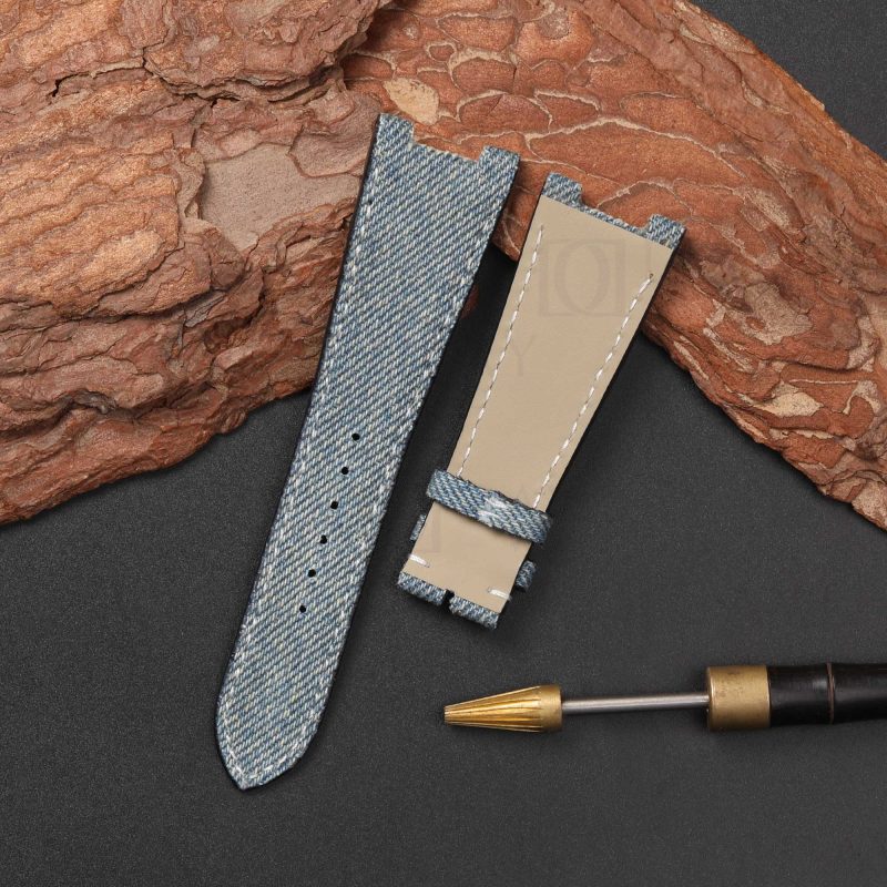 handmade blue denim patek philippe nautilus leather strap band replacement for sale aftermarket