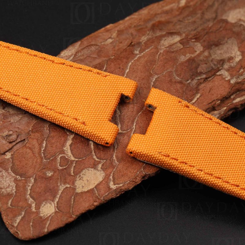 orange canvas watch strap replacement with metal insert for pp patek philippe nautilus 5711 5712