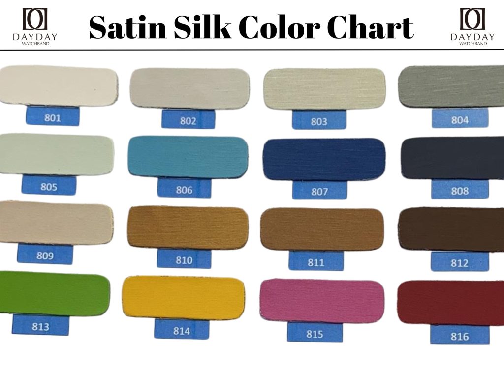 Satin fabric color chart in daydaywatchband
