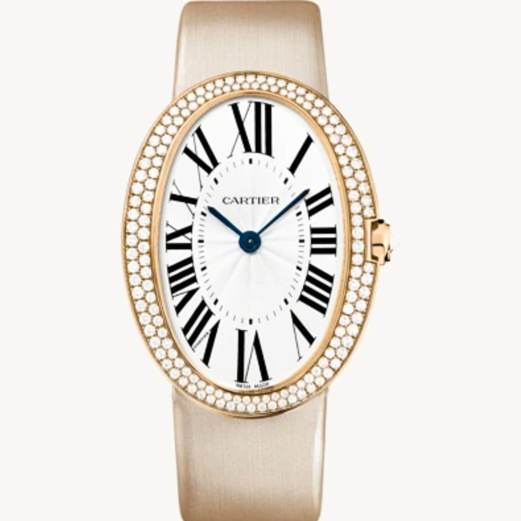 Cream satin watch strap replacement for Cartier Baignoire ladies and men's watch