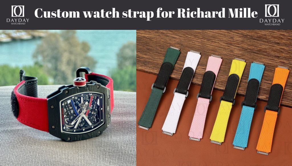 Custom canvas rubber velcro elastic watch strap band replacement for Richard Mille RM 035 011 067 Daydaywatchband