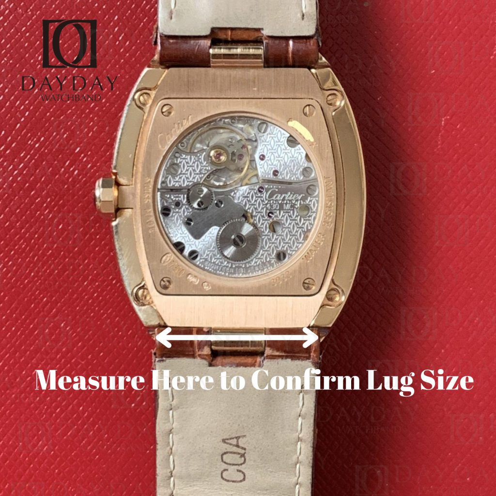 how to measure leather watch strap band replacement lug size for Cartier Baignoire_副本_副本